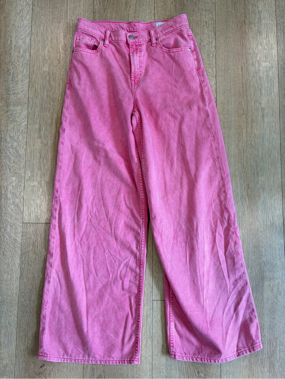 GAP Baggy Mid Rise Pink Wide Leg Jeans 25R Ultrasoft Denim Y2K Barbiecore